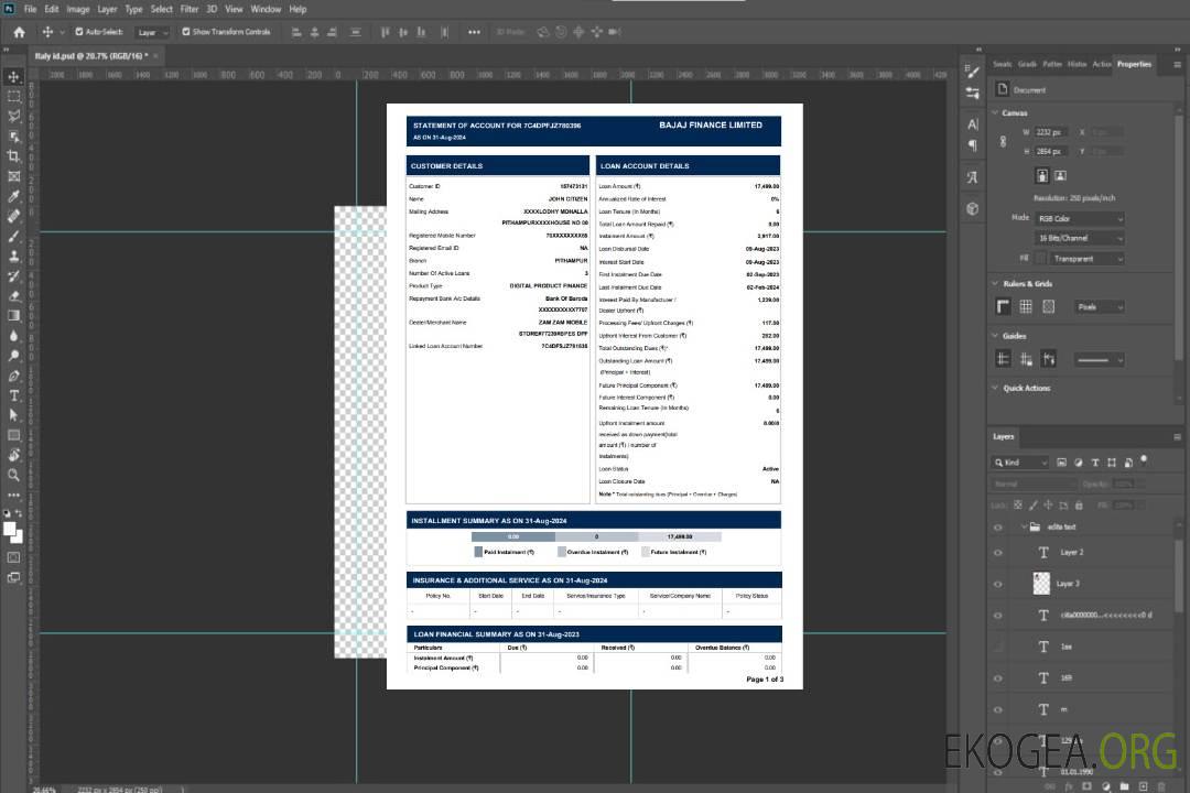 Modèle de relevé bancaire INDIA BAJAJ FINANCE LIMITED, format Word et PDF template Modèle de relevé bancaire INDIA BAJAJ FINANCE LIMITED, format Word et PDF template